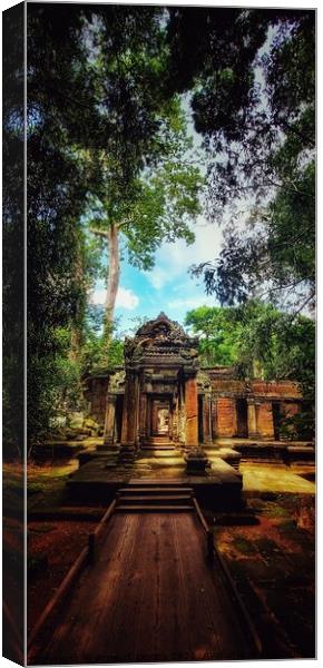 Entrance of the Ta Prohm temple in Angkor Wat, Cambodia Canvas Print by Arnaud Jacobs