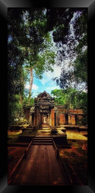 Entrance of the Ta Prohm temple in Angkor Wat, Cambodia Framed Print by Arnaud Jacobs