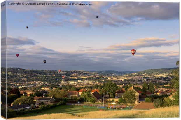 Hot air balloons over Bath Canvas Print by Duncan Savidge