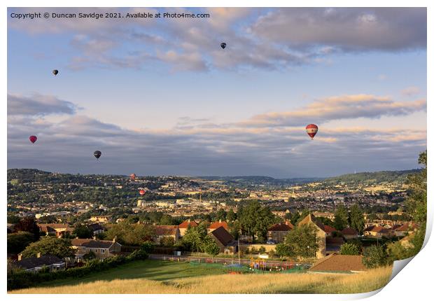 Hot air balloons over Bath Print by Duncan Savidge