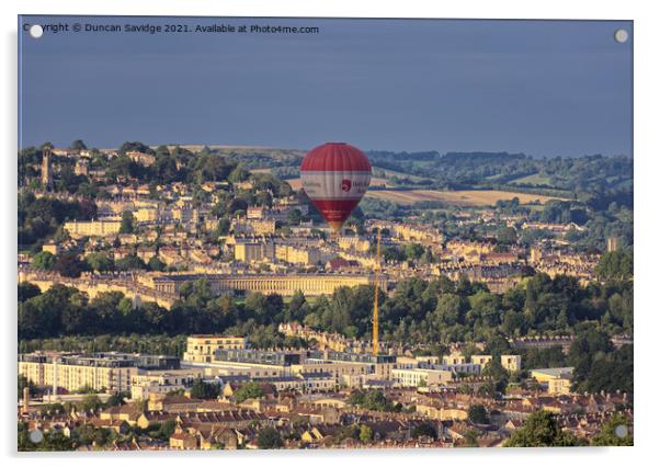 Hot air balloon passes Bath's famous Royal Crescent  Acrylic by Duncan Savidge