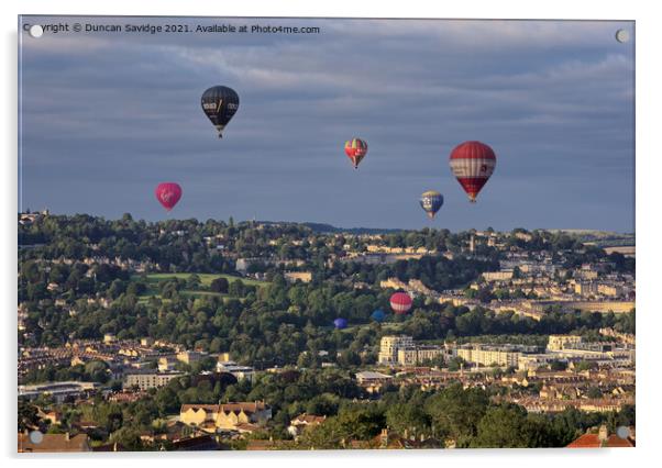 City of Bath and it's hot air balloons  Acrylic by Duncan Savidge