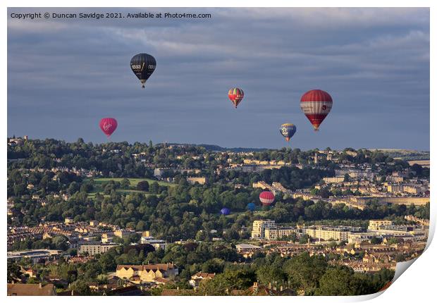 City of Bath and it's hot air balloons  Print by Duncan Savidge