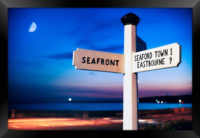 Seaford Seafront Sign Framed Print by Ben Russell