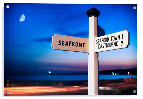 Seaford Seafront Sign Acrylic by Ben Russell