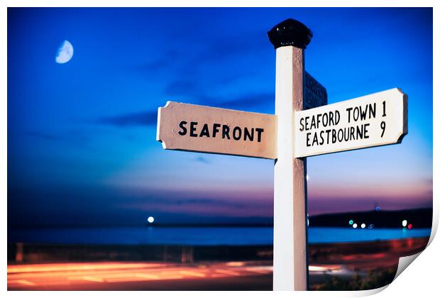 Seaford Seafront Sign Print by Ben Russell