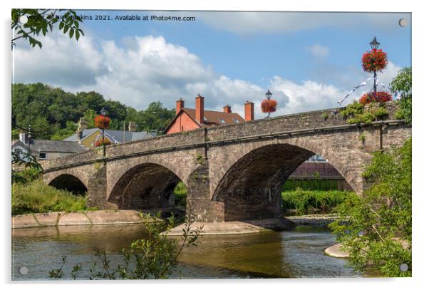 Arched Bridge Over River Usk at Usk  Acrylic by Nick Jenkins