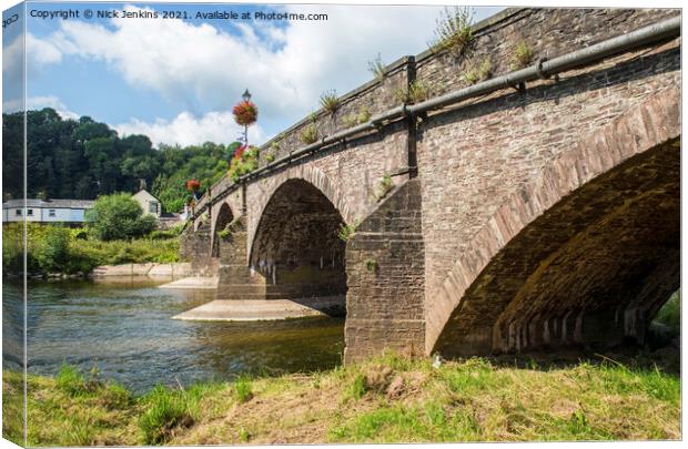 The Usk Bridge crossing the River Usk in Usk  Canvas Print by Nick Jenkins