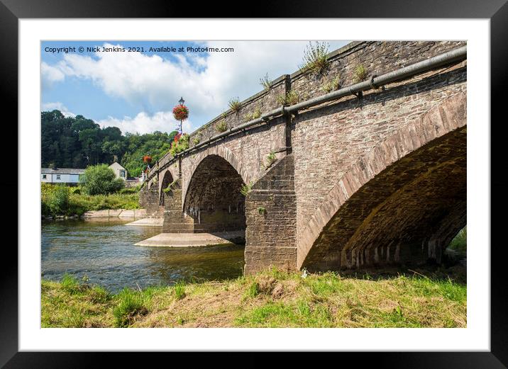 The Usk Bridge crossing the River Usk in Usk  Framed Mounted Print by Nick Jenkins