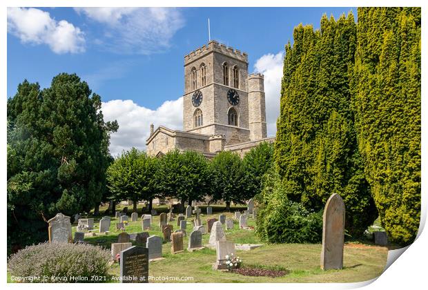 Graveyard and St Mary's Church, Thame, Print by Kevin Hellon