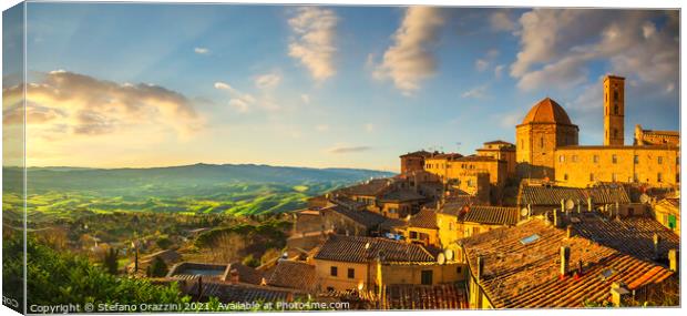 Volterra town skyline. Tuscany Canvas Print by Stefano Orazzini