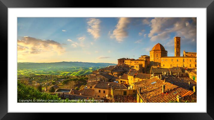 Volterra town skyline. Tuscany Framed Mounted Print by Stefano Orazzini