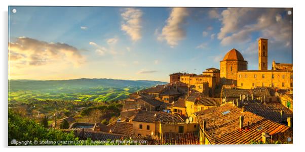 Volterra town skyline. Tuscany Acrylic by Stefano Orazzini