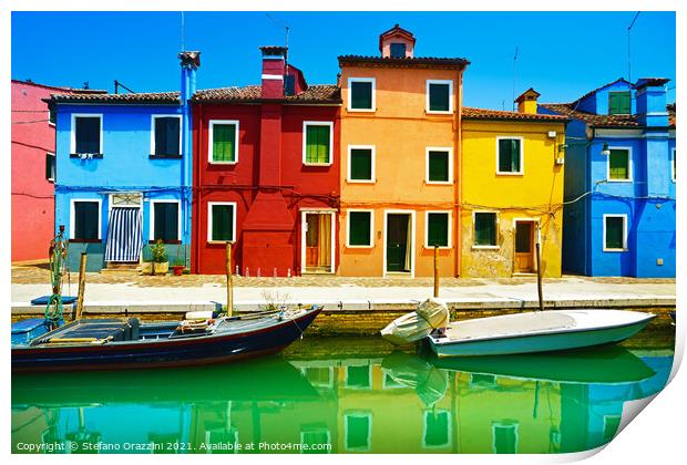 Houses and boats in Burano island  Print by Stefano Orazzini