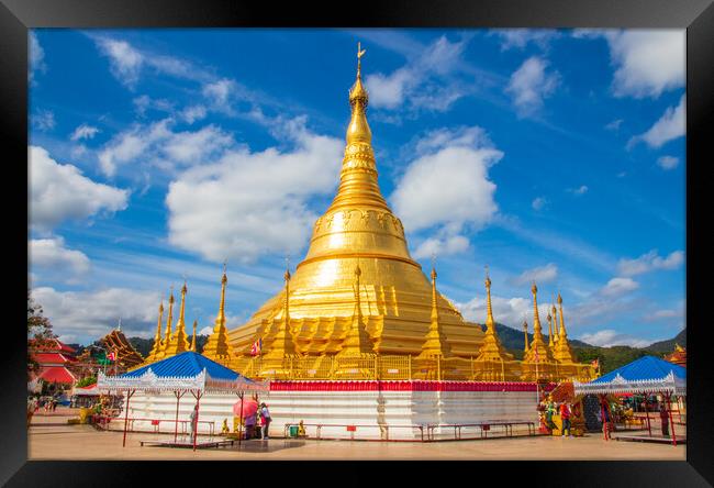The Golden Pagoda in the Bordertown of Myanmar/Thailand Tachileik Burma Framed Print by Wilfried Strang