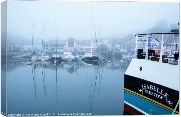 Isabelle & Yachts, Padstow, Cornwall. Canvas Print by Neil Mottershead