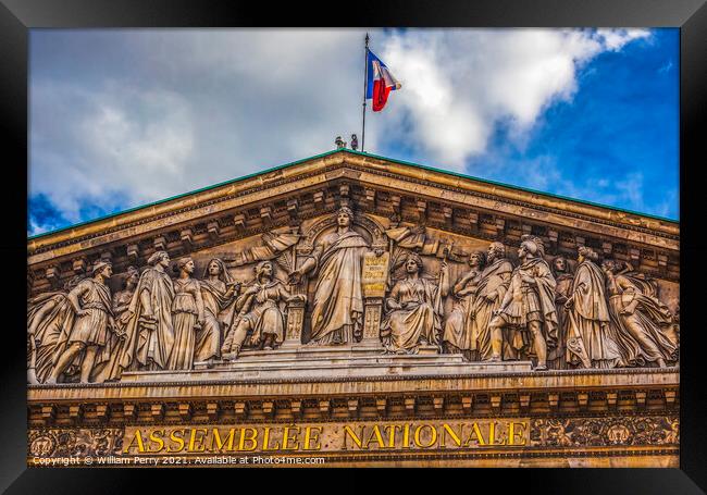 Marianne Lady Liberty Statues Facade National Assembly Paris Fra Framed Print by William Perry