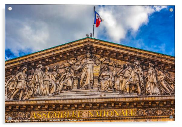 Marianne Lady Liberty Statues Facade National Assembly Paris Fra Acrylic by William Perry