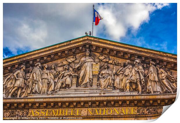 Marianne Lady Liberty Statues Facade National Assembly Paris Fra Print by William Perry