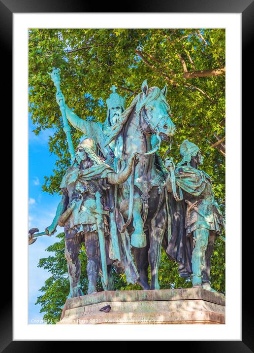 Charlemagne Guards Bronze Statue Paris France Framed Mounted Print by William Perry
