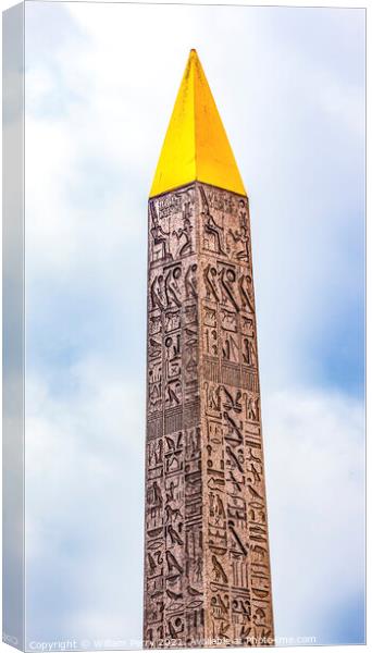 Ancient Egyptian Obelisk Place de la Concorde Paris France Canvas Print by William Perry
