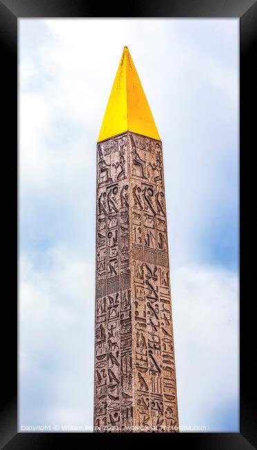 Ancient Egyptian Obelisk Place de la Concorde Paris France Framed Print by William Perry