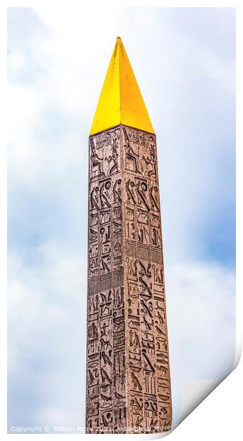 Ancient Egyptian Obelisk Place de la Concorde Paris France Print by William Perry