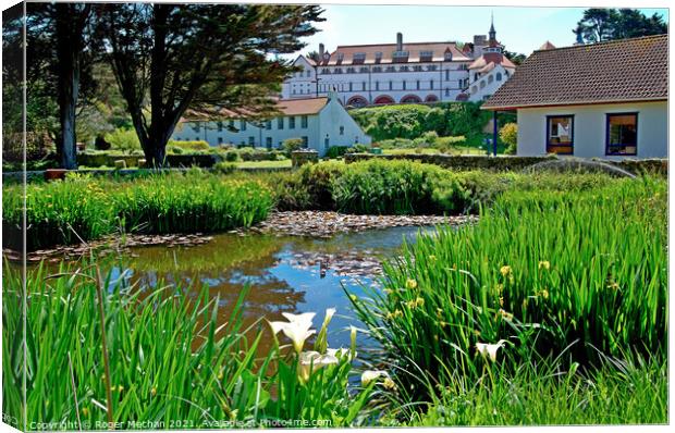 Tranquil Beauty of Caldey Island Monastery Canvas Print by Roger Mechan