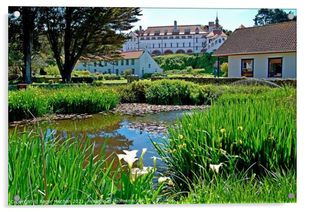 Tranquil Beauty of Caldey Island Monastery Acrylic by Roger Mechan