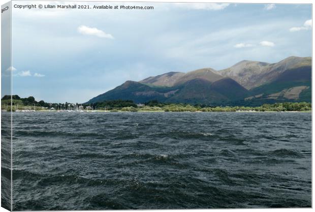 Derwentwater mountains.  Canvas Print by Lilian Marshall