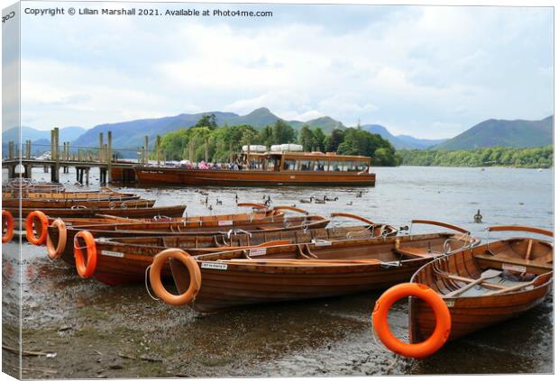Derwentwater Boats  Canvas Print by Lilian Marshall