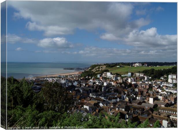 Hastings Old Town and Seafront. Canvas Print by Mark Ward