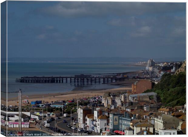 Hastings Pier and Seafront. Canvas Print by Mark Ward