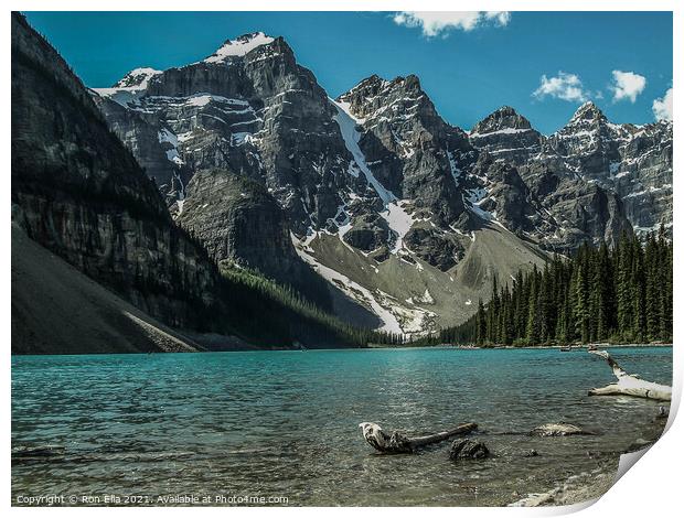 Serene Reflections: Moraine Lake in Banff National Print by Ron Ella