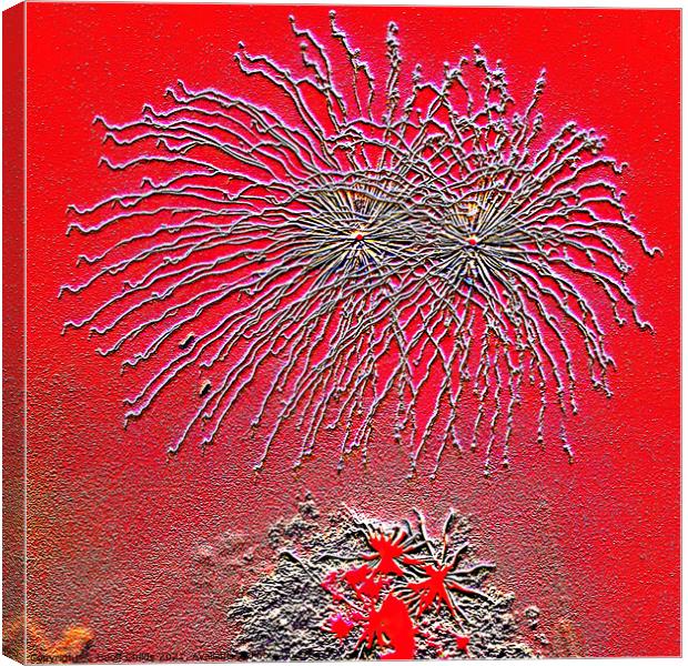 Fireworks. Abstract and Digitally altered embossed Canvas Print by Geoff Childs