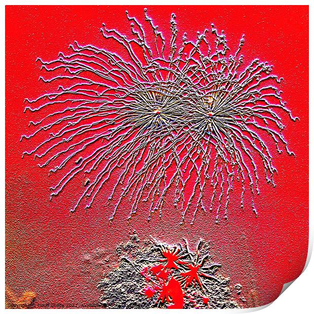 Fireworks. Abstract and Digitally altered embossed Print by Geoff Childs