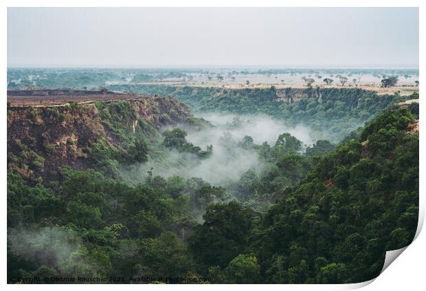 Kyambura Gorge in Queen Elisabeth National Park with Fog  Print by Dietmar Rauscher