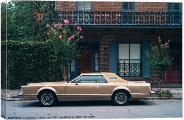 Lincoln Mark V 1970s Car Parked at an Elegant Southern Town Hous Canvas Print by Dietmar Rauscher