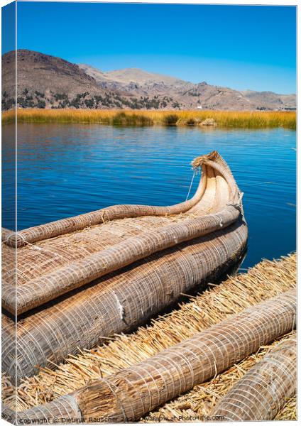 Reed Boat on Lake Titicaca, Peru Canvas Print by Dietmar Rauscher