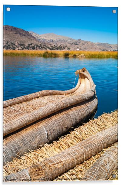 Reed Boat on Lake Titicaca, Peru Acrylic by Dietmar Rauscher