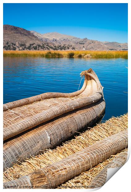 Reed Boat on Lake Titicaca, Peru Print by Dietmar Rauscher