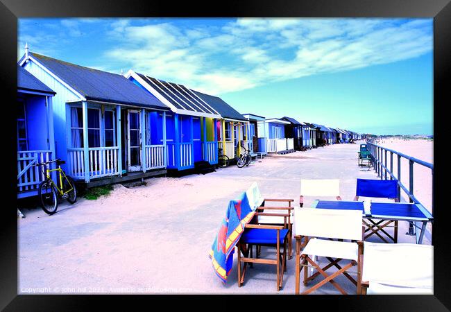 Promenade beach huts, Sandilands, Lincolnshire, UK. Framed Print by john hill