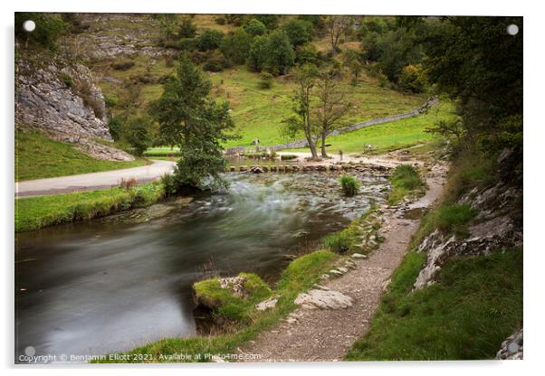 Dovedale Stepping Stones Acrylic by Benjamin Elliott