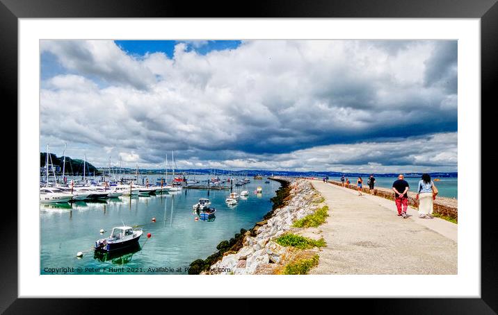 A Breakwater Walk At Brixham Framed Mounted Print by Peter F Hunt