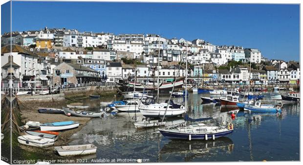 Charming Brixham Harbour View Canvas Print by Roger Mechan