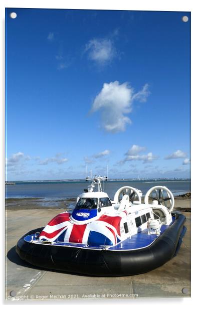 Hovercraft arriving in Ryde Isle of Wight Acrylic by Roger Mechan