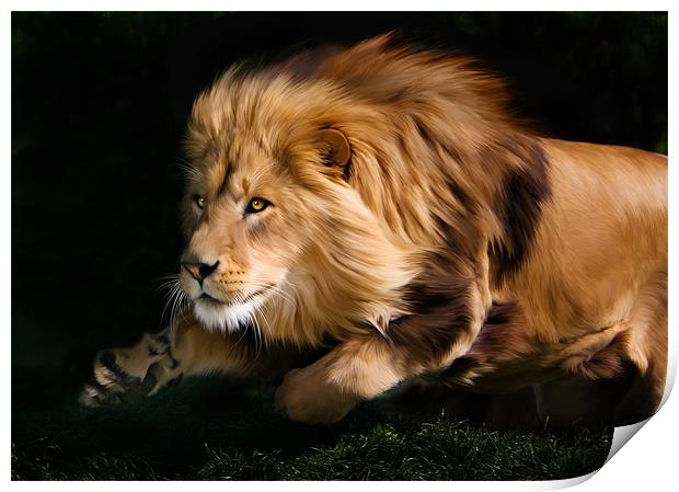 Raw Lion Power Print by Julie Hoddinott