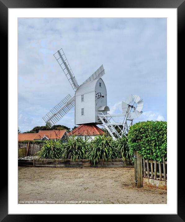 Thorpeness Windmill Suffolk Framed Mounted Print by Diana Mower