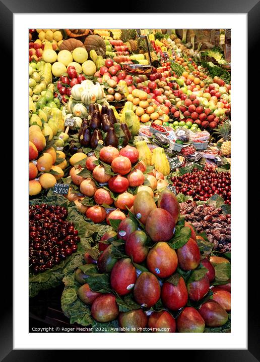 Bountiful Harvest on a Market Stall Framed Mounted Print by Roger Mechan