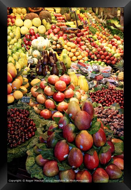 Bountiful Harvest on a Market Stall Framed Print by Roger Mechan